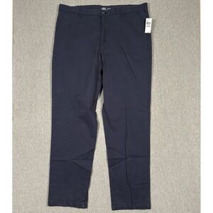 IZOD Saltwater Pants Mens 38x34 Navy Blue Stretch Chino Straight Fit NEW $65